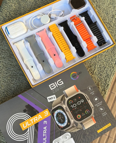 Smartwatch Th7-1 Ultra 7 Mallas + Auriculares Inalámbricos Dorado 7 Mallas 7 Mallas Negro