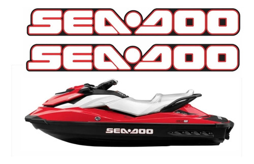 Par Adesivos Casco Para Sea Doo Jet Ski Preto-vermelho 16944