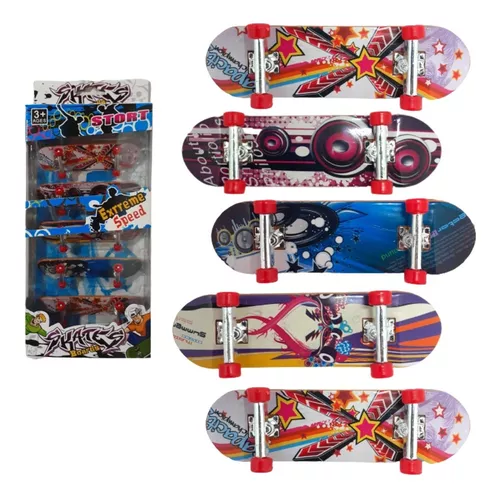 Kit 5 Skate De Dedo Mini Com Lixa Fingerboard Truck Metal