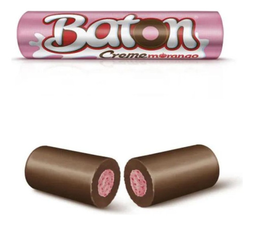 Chocolate Baton Creme De Morango Caixa Com 30 Unidades