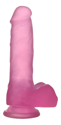 Pene suave y realista con escroto y ventosa - Jelly Love