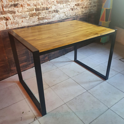Imagen 2 de 4 de Mesa Comedor Industrial Madera Hierro Rustico 120x80 Cubo