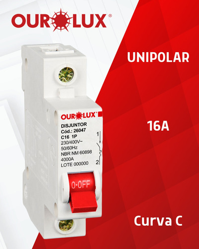 8 Disjuntor Ourolux 16a Unipolar Curva C