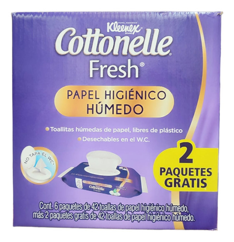 Papel Higiénico Húmedo Kleenex Cottonelle Fresh 6paquetes Ms
