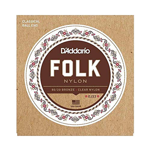 D Addario Ej33 Folk Nylon Cuerdas De Guitarra Extremo De Bol