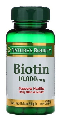 Imagen 1 de 4 de Nature's Bounty Biotina, 10000 Mcg, Suplemento Que Ayuda A Mantener El Cabello, La Piel Y Las Uñas Saludables, Y El Metabolismo Energético, Cápsulas Blandas De Liberación Rápida,