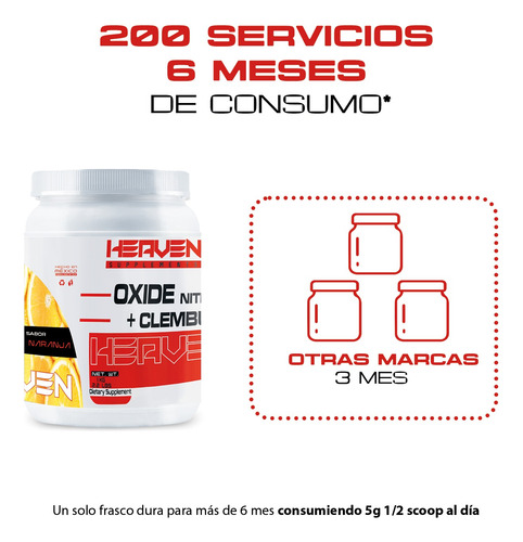 Óxido Nítrico + Clembuterol Heaven 1kg Naranja