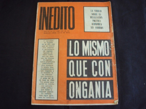 Revista Inedito # 77 (1970) Tapa Lo Mismo Que Con Ongania