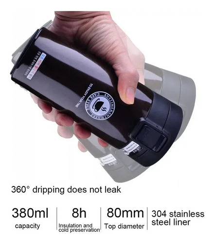 Vaso Termico Reforzado De Acero 650 Ml, Frio Y Calor Negro Vaso Largo