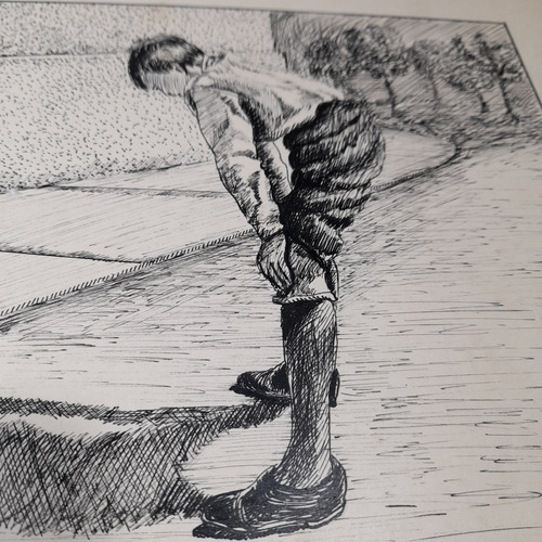Imagem 3 de 8 de Desenho Pintura Nanquim Bico De Pena Datado 1953 Antigo
