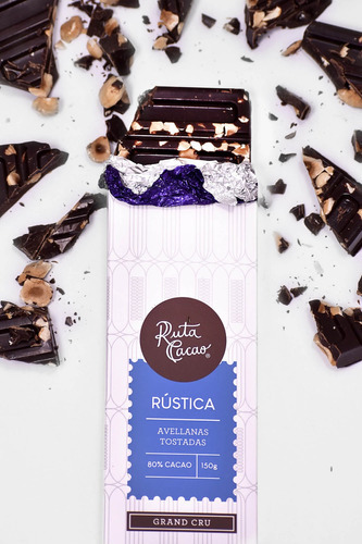 Tableta Rustica De Chocolate 80% Cacao Con Avellanas Tostada