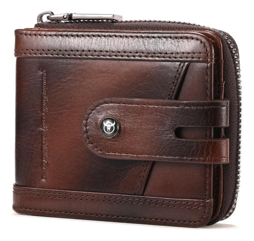 Bullcaptain Cartera De Cuero Genuino Para Hombre Con Cremall