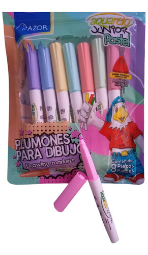 Plumones Para Dibujo Acuarelo Junior Pastel 8 Pz