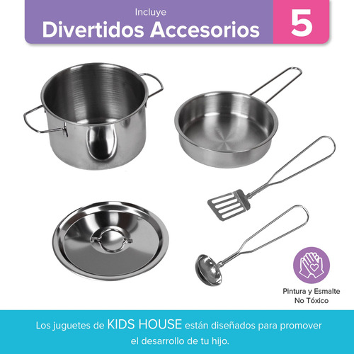 Cocina De Madera Para Niños Con Accesorios Color Blanco