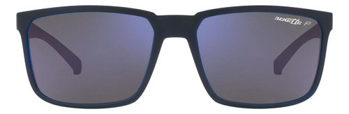 Óculos de sol polarizados Arnette Dark Grey Stripe Cor da lente: azul, cor da haste, cor da moldura azul, cinza escuro, espelhado e polarizado em água, design urbano