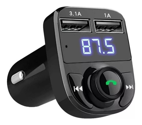 Imagen 1 de 9 de Bluetooth Transmisor Fm Auto Manos Libres Cargador 2 Usb