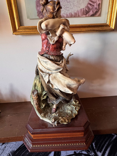 Figura Giuseppe Armani Dama Con Niños Azul Acero (Usado)