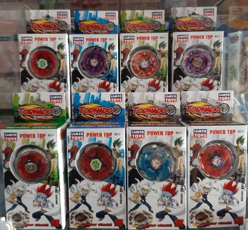 4 Peão Tornado Compatível Beyblade Wild Top Arena Vermelho