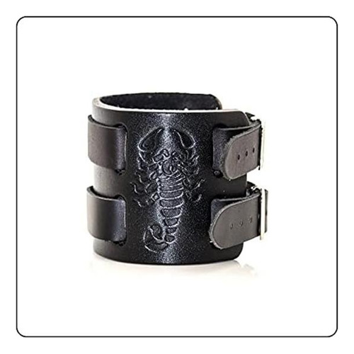 Pulsera De Cuero Ancha Con Hebilla De Cinturón De Escorpión