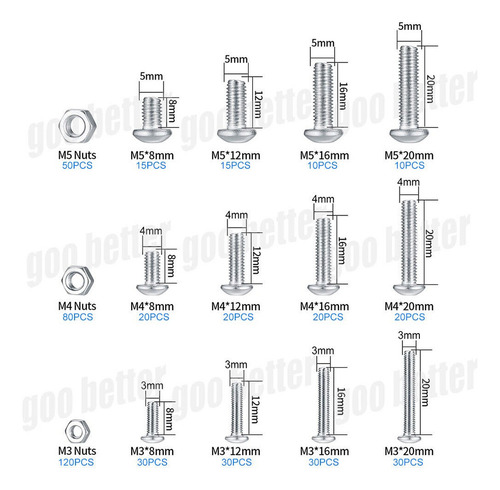 Para Tornillos Cabeza Hexagonal Pernos Tuercas Kit Plana