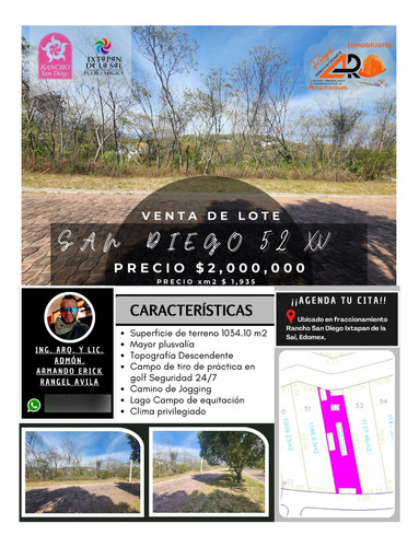 Venta Lote San Diego 52 Mz Sobre Boulevard En Fracc Rancho San Diego Ixtapan De La Sal Edomex Con Proyecto Incluído Y Vistas Maravillosaso En 