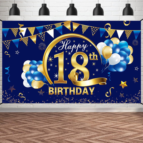 Cartel Decorativo De Feliz Cumpleaños 18 Para Hombres, Fondo