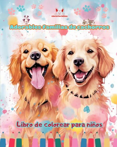Adorables Familias De Cachorros - Libro De Colorear Para Niñ