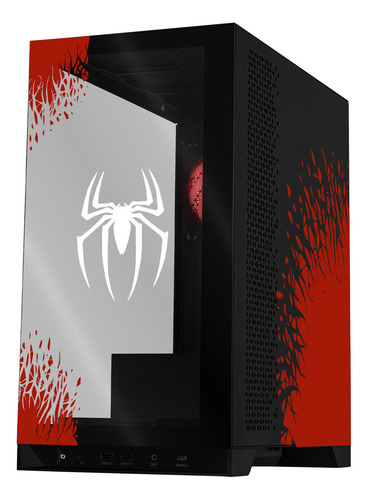 Gabinete gamer Xtreme Pc Gaming Cxtspinbk Spider-man Il V3 Edition media torre atx 5 fan Usb-c cristal templado Argb Negro