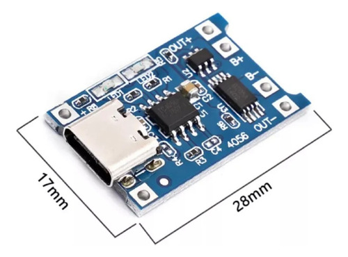 Modulo Carga Tipo C Bateria De Litio Tp4056 18650 10 Piezas.