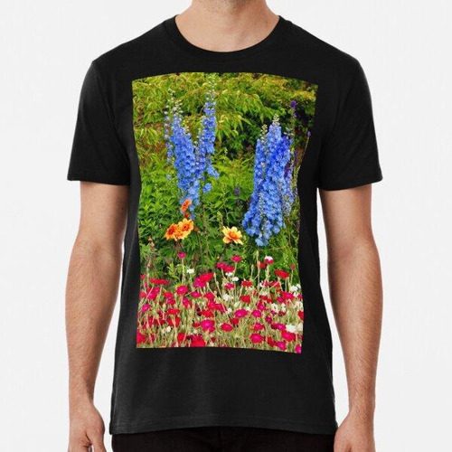 Remera Blue Delphiniums Summer Flowers Algodon Premium