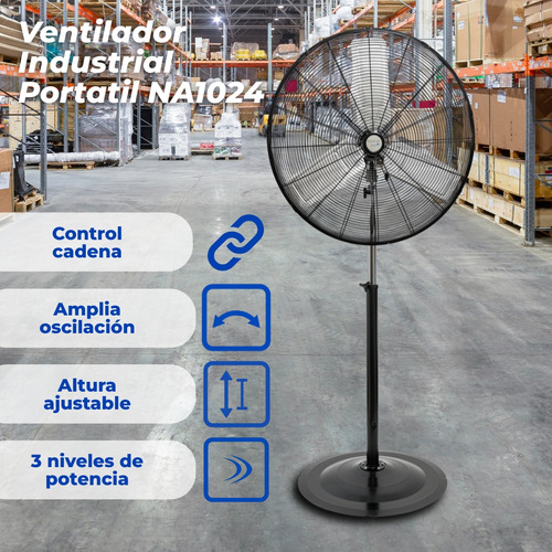 Ventilador Narvik Air De 24 Pulgadas De Pedestal, Oscilatorio, Altura Ajustable, Potente Con Aspas Metálicas