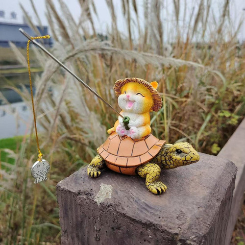 Estatua De Resina De Gato Tortuga Para Jardín, Decoración