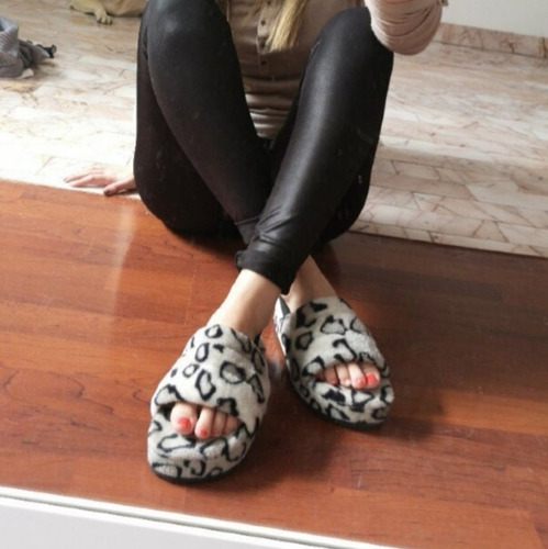 Pantufla De Peluche Abierta Varios Modelos Con Elastico