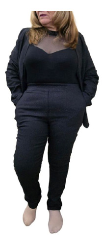Conjunto De Metalina Glow, Blazer Abierto +babucha T M A 2xl