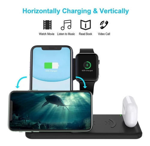 Estación Base Carga Inalámbrica Para iPhone De 15w (4en1)