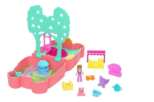 Polly Pocket Cutie Bear Picnic Micro Set Con Mascota Color Marrón Claro