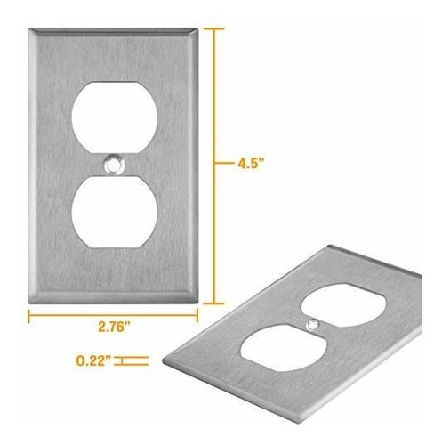 Enerlite Placa Pared Doble Toma Corriente Acero Zp