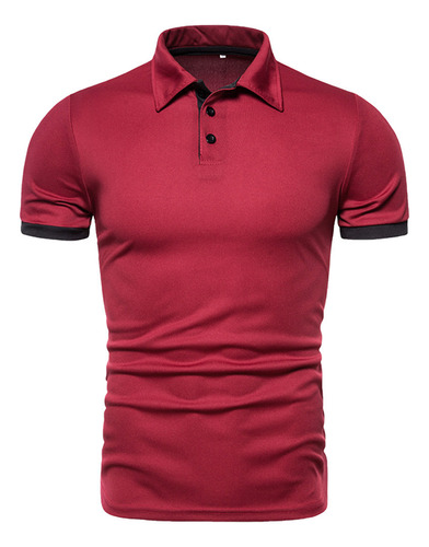 Polo De Manga Corta Con Solapa De Color Liso Para Hombre