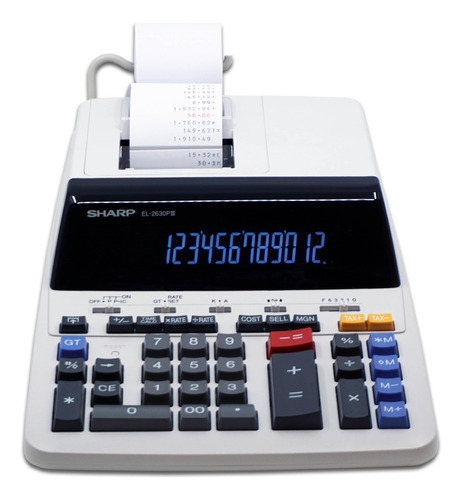 Calculadora De Impresión Sharp El-2630piii De 12 Dígitos Con