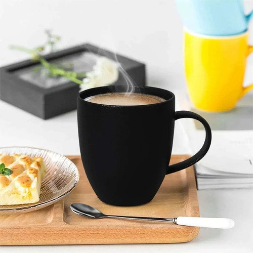 X 12 Taza Desayuno 250 Cc Porcelana Fine Plus Negro Baralee
