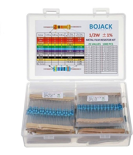 Bojack 1000 Pc 25 Valores De Resistencia Kit 1 Ohm-1m Ohm