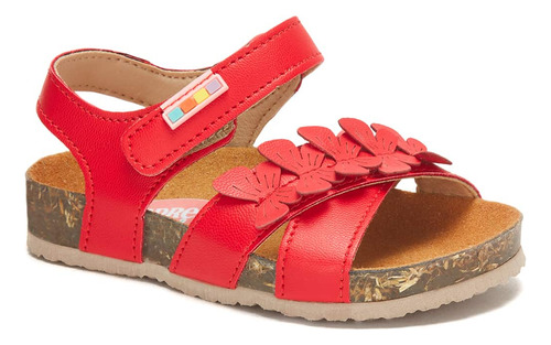 Sandalia Casual Andrea Baby Mariposas Velcro Para Niña Rojo