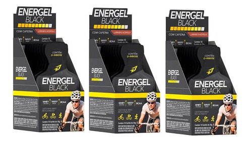 Gel Energel Black Cx 10 Sachês - Bodyaction Sabor Laranja e Acerola