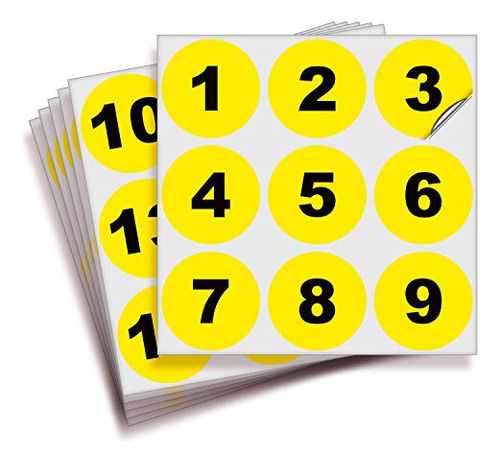 Yellow Consecutive Number Stickers  1 To 50, 2-inch,...