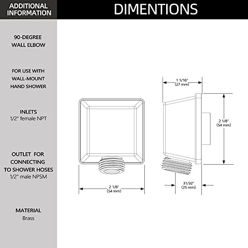 Soporte Pared Cuadrado Para Ducha Manual, Acero Inoxidable