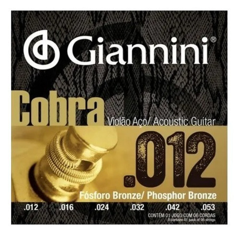 Jogo De Corda De Violão Giannini Cobra .012 Fósforo Bronze