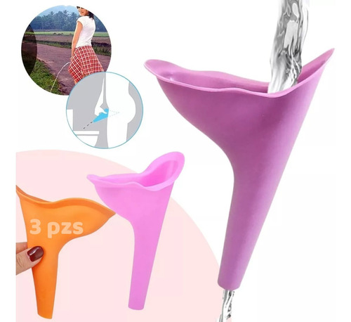 Trio Orinal Urinal Femenino Portátil Silicona Reutilizable F