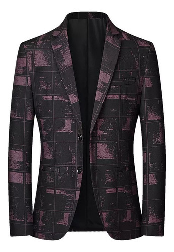 Chaqueta Blazer Delgada Con Estampado A Cuadros Casual Para