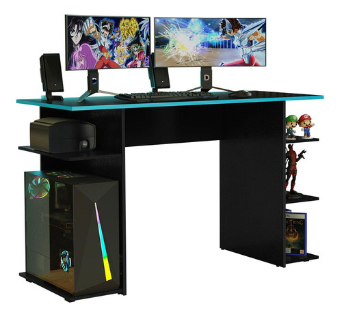 Escrivaninha Mesa Computador Gamer Preto/azul 9424 Madesa