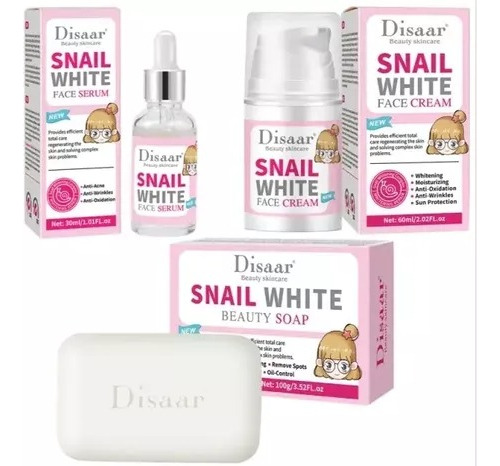 Kit Facial 3 En 1 Anti Acne Aclarante Snail  Disaar